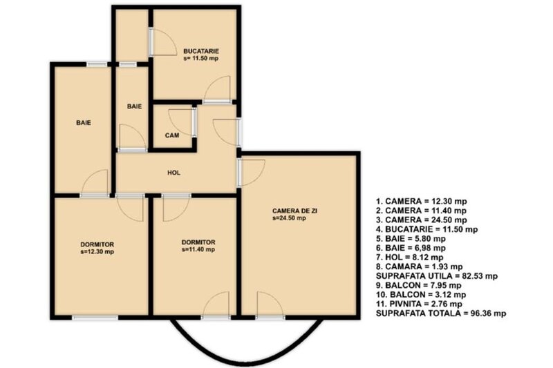 Romana, Brosteanu nr. 23, inchiriere apartament 3 camere, bloc 1995,